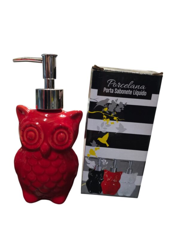 porta sabonete liquido ceramic 300ml 99775 porc coruja vermelho