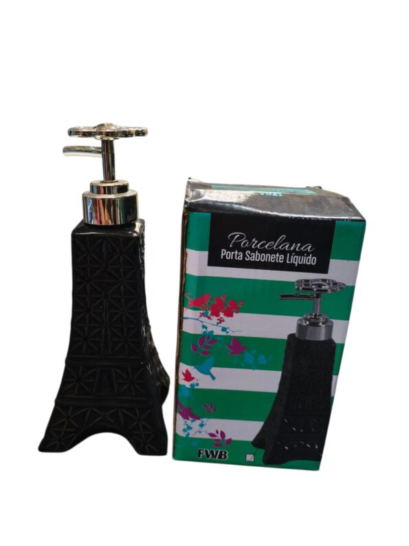 porta sabonete saboneteira liquido 99780 cerami torre eiffel-preto