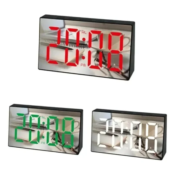 relógio de mesa kapbom led espelho alarme cor preto 7 ka-7051 1