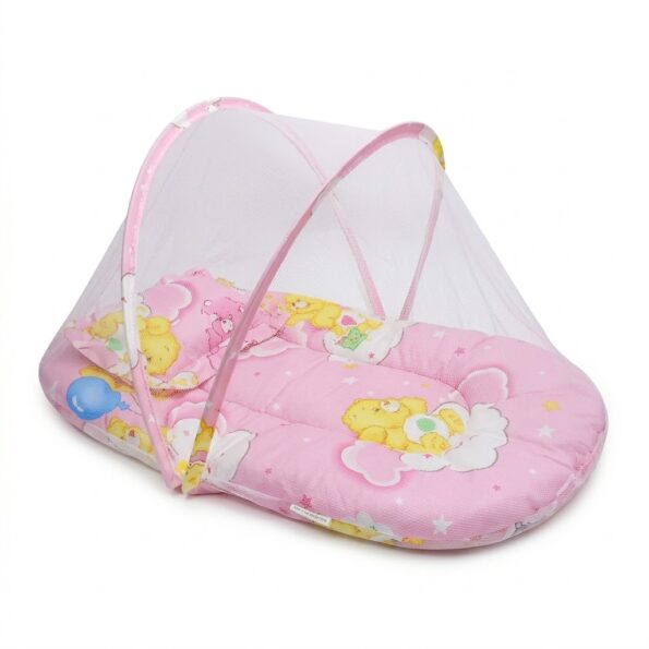 berço tenda cercadinho portátil mosquiteiro com zíper rosa baby happy ns-4645 (1)