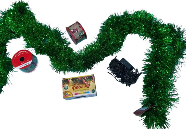kit decoração natalina completa verde combo festão e luzes de natal