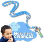terço infantil devotos meu primeiro terço anjo da guarda 40×4,5,2,5cm -azul