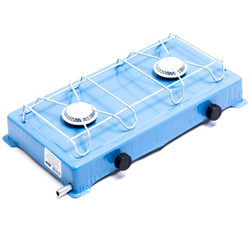 Fogão Portátil Camping Duas Bocas A Gás Azul (2)