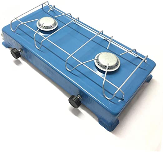 Fogão Portátil Camping Duas Bocas A Gás Azul (3)